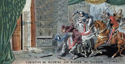 Pokus o vraždu Oliviera V de CLISSONA (1336-1407) connetable francais. Ilustrace Gilbert, konec 19. století. od Gilbert