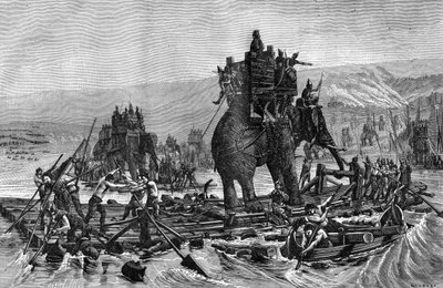 Hannibal překračující Rhonu, 218 př.nl 1882-1884 od Gilbert