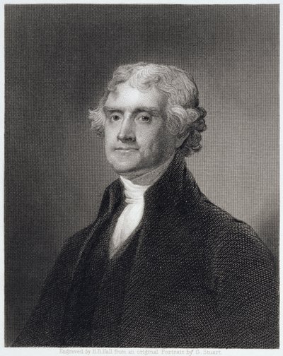 Portrét Thomase Jeffersona, vyryl Henry Bryan Hall (1808-84) od Gilbert Stuart
