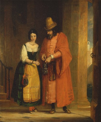 Shylock a Jessica z Kupce benátského, II, ii od Gilbert Stuart Newton