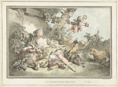 Pastýřka s létajícím Amorem od Gilles Antoine Demarteau