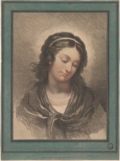 Hlava ženy při pohledu dolů od Gilles Antoine Demarteau after François André Vincent