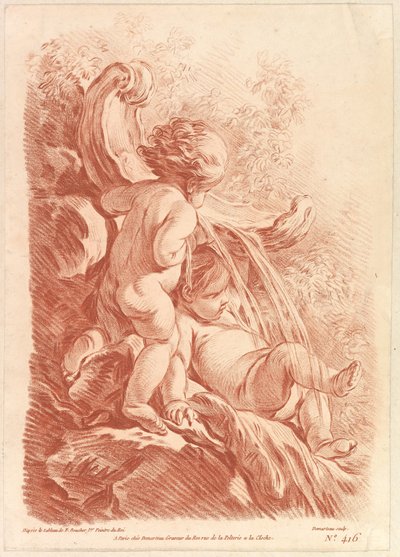 Fontána se dvěma Amory, ca. 1773. od Gilles Demarteau