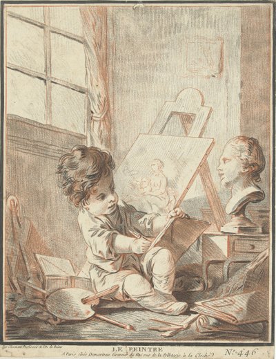 Kind als Schilder v ateliéru Le peintre (název na objektu) od Gilles Demarteau