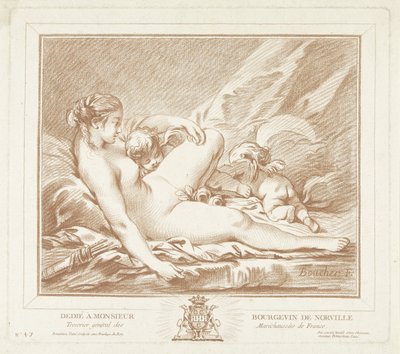 Liggende Venus potkal Amor en Anteros od Gilles Demarteau