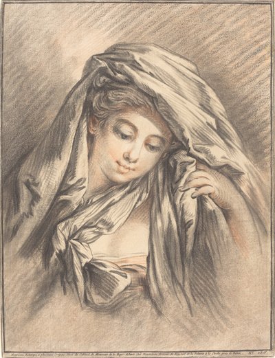 Mladá žena se zahalenou hlavou, 1767. od Gilles Demarteau