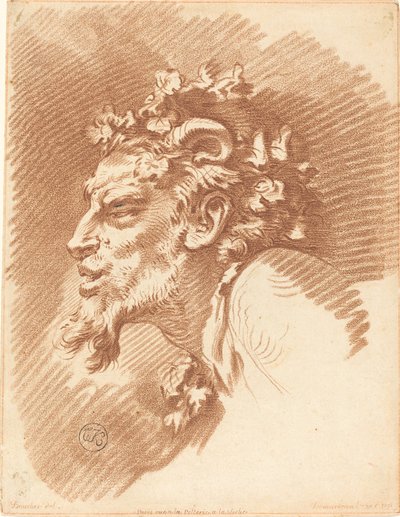 Hlava fauna od Gilles Demarteau, the Elder after François Boucher