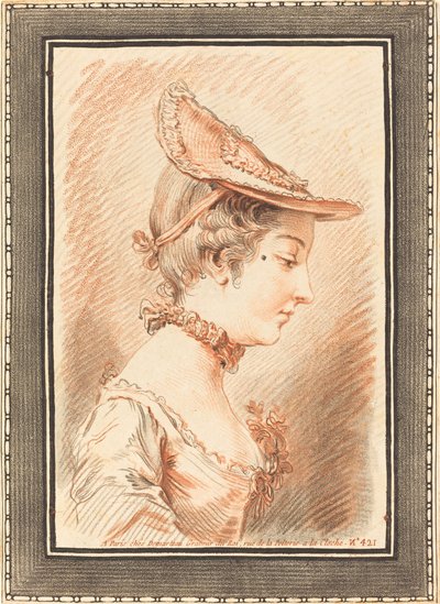 Hlava mladé ženy od Gilles Demarteau, the Elder after Jean Martial Fredou
