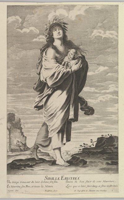 Eritrejská Sibyla, ca. 1635. Tvůrci: Gilles Rousselet, Abraham Bosse. od Gilles Rousselet and Abraham Bosse