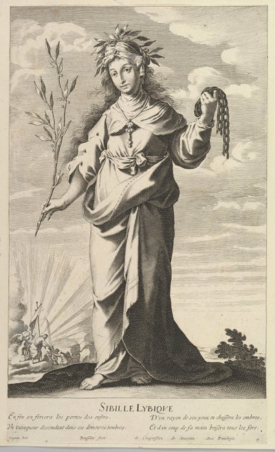 Lybian Sibyla, ca. 1635. Tvůrci: Gilles Rousselet, Abraham Bosse. od Gilles Rousselet and Abraham Bosse
