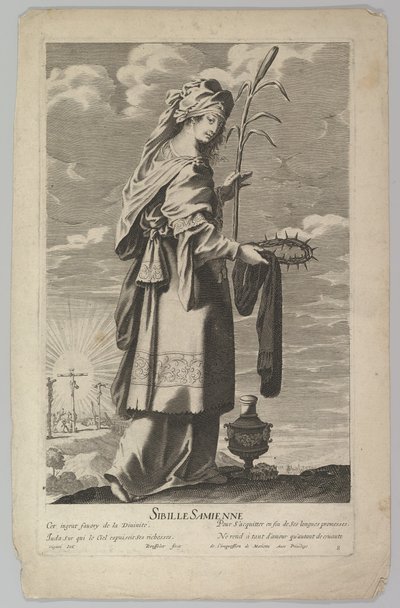 Samian Sibyla, ca. 1635. Tvůrci: Gilles Rousselet, Abraham Bosse. od Gilles Rousselet and Abraham Bosse