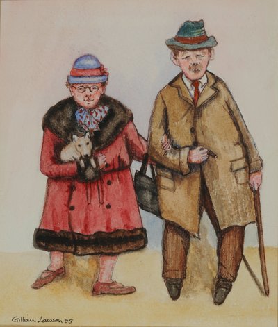 Starší pár, 1985 (akvarel na papíře) od Gillian Lawson