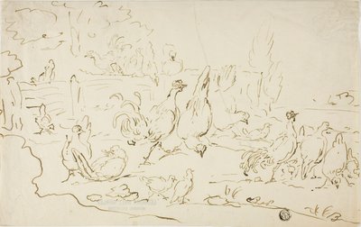 Slepice a kohouti na dvoře od Gillis Claesz. de Hondecoeter