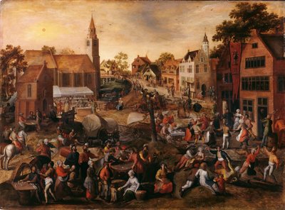Village Fair v Saint-Joris (olej na panelu) od Gillis Mostaert