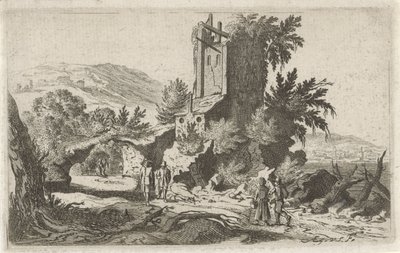Turisté na zřícenině Šest krajin (název série) od Gillis van Scheyndel (I)