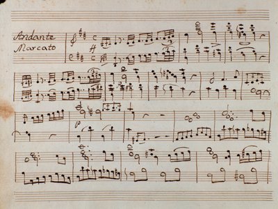 První strana notového záznamu pro zmenšenou symfonii pro klavír Tancrediho, opera Gioacchino Rossini od Gioachino Rossini