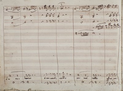 Hudební partitura pro árii La calunnia e un venticello v Lazebníkovi sevillském (inkoust na papíře) od Gioachino Rossini
