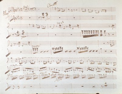 Strana hudební partitury houslí pro symfonii v Popelce nebo Vítězná dobrota od Gioacchina Rossiniho od Gioachino Rossini