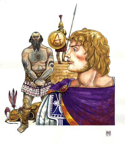 Antiquite: makedonský král Alexandr Veliký (356-323 př. n. l.), za ním féničtí piráti (Kartáginci), jejichž flotily zničil kolem roku 332 př. n. l. od Giorgio Albertini