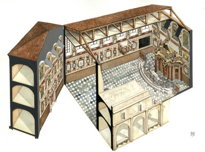 Barokní umění: rekonstrukce architektonické struktury synagogy v Casale Monferrato (Casal) u Alessandrie (Alexandrie), Itálie. od Giorgio Albertini