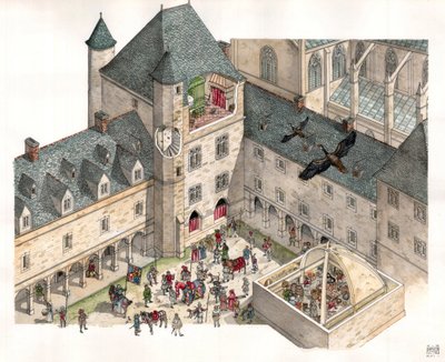 Středověk: pohled na palác burgundských vévodů v Dijonu (Cote d