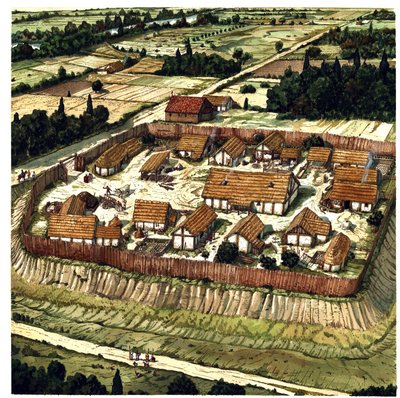 Středověk: rekonstrukce motte (ilustrace) od Giorgio Albertini