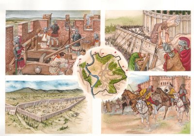 Gótská válka (535-553) mezi Byzantinci a Ostrogóty: obléhání Říma v roce 537, který bránila Belisairova armáda. od Giorgio Albertini
