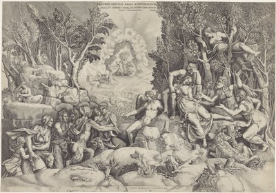 Cephalus en de Bosgoden mezi dood van Procris Procrinus krále Athén / dcera a manželka Cephala, stejným manželem nevědomky (titul na předmětu) od Giorgio Ghisi