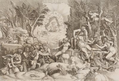 Cephalus truchlí Prokrise (podle kresby Giulio Romano, viz obrázek číslo 27883) od Giorgio Ghisi