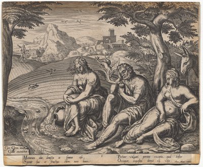 Podobenství o rozsévači a semeni: Semeno padající stranou (podle Gerarda Van Groeningena, aktivní Antverpy 1563-1573) od Giorgio Ghisi