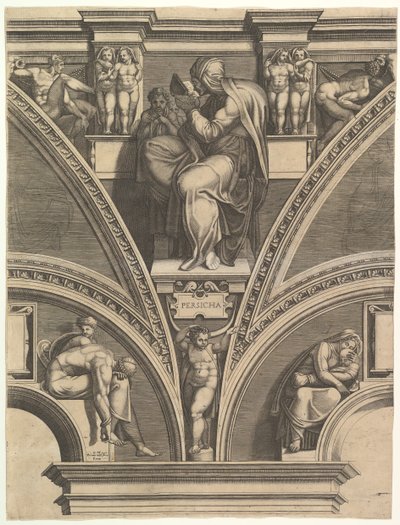 Perská Sibyla, ze série Proroků a Sibyl v Sixtinské kapli, 1570-75. od Giorgio Ghisi