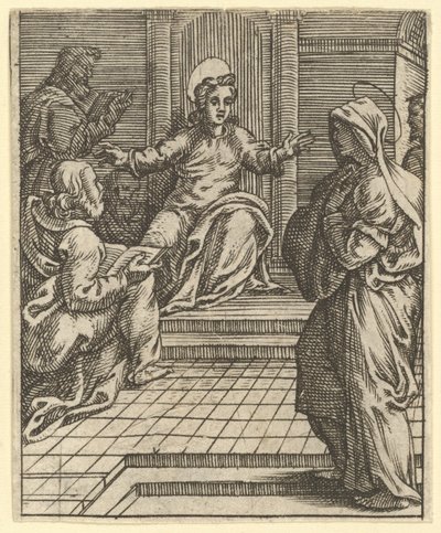 The Virgin of Sorrows: Christ Disputing with the Doctors, jedna z devíti okolních společností, do roku 1575. od Giorgio Ghisi