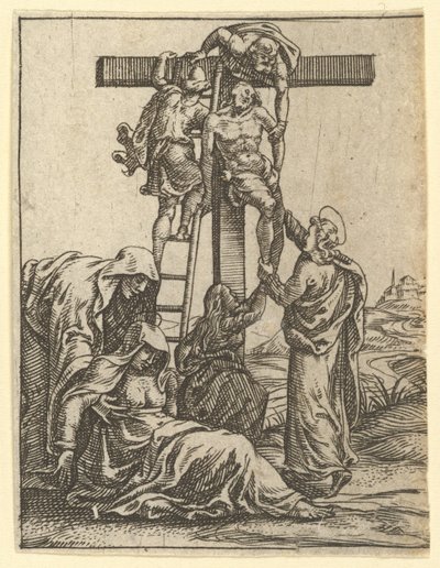 Panna Bolestná: Sestup z kříže, jeden z devíti okolních oddílů..., z roku 1575. od Giorgio Ghisi