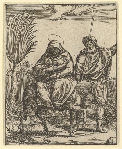 The Virgin of Sorrows: The Flight into Egypt, jeden z devíti okolních oddílů z..., od roku 1575. od Giorgio Ghisi