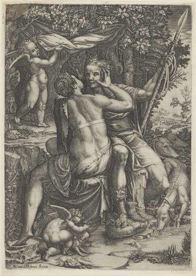 Venuše a Adonis od Giorgio Ghisi