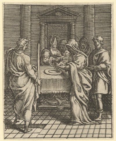 Virgin of Sorrows: The Presentation in the Temple, jeden z devíti okolních oddělení..., do roku 1575. od Giorgio Ghisi