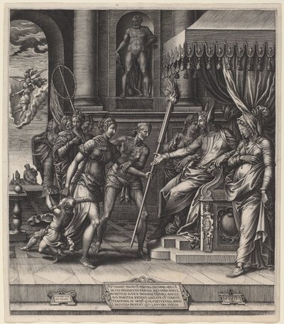 Pomluva z Apelles od Giorgio Ghisi after Luca Penni