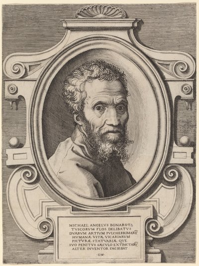 Michelangelo Buonarroti od Giorgio Ghisi, after Marcello Venusti