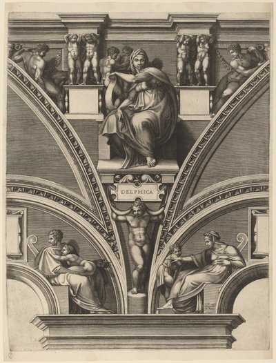 Delfská Sibyla od Giorgio Ghisi after Michelangelo