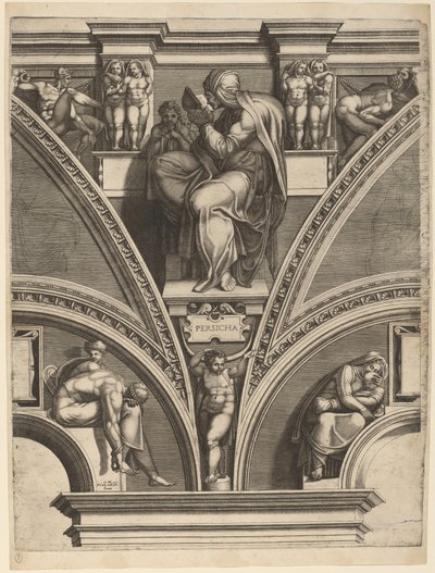 Perská Sibyla od Giorgio Ghisi after Michelangelo