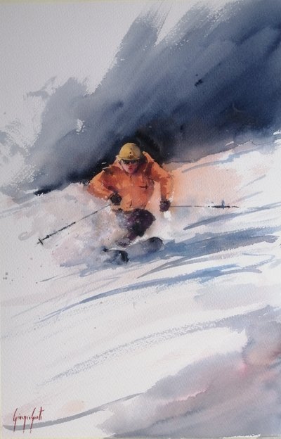Lyžař v prašanu od Giorgio Gosti