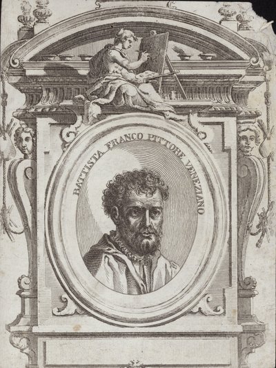 Battista Franco Veneziano, narozený jako Giovanni Battista Franco, italský umělec. Rytina Giorgio Vasari od Giorgio Vasari