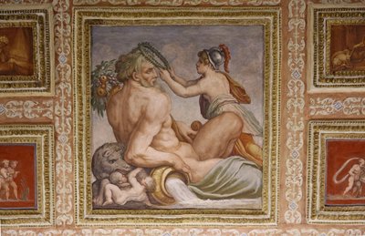 Ceres kojící Triptolemus, detail stropu Altoviti, 1553 freska od Giorgio Vasari