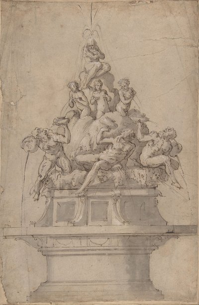Design pro fontánu s říčními bohy a nymfami., 1511-74. od Giorgio Vasari