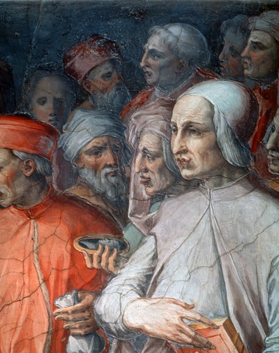 Marsilio Ficino po boku Paola del Pozzo Toscanelli, detail Cosima staršího mezi filozofy a umělci od Giorgio Vasari
