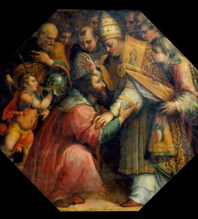 Setkání Francoise I. a Leona X. v Bologni ( Boloňský konkordát z roku 1517), kolem 1558-62 (olej) od Giorgio Vasari