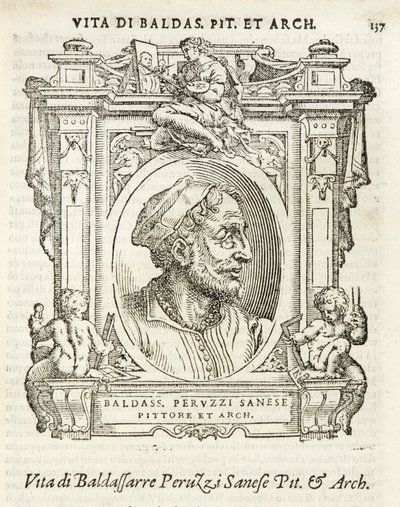 Milán, Biblioteca Braidense, Vite de piv excellent, Giorgio Vasari 1568, Baldassarre Peruzzi od Giorgio Vasari