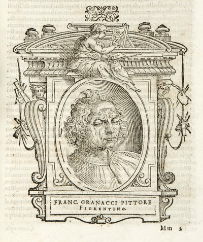 Milán, Biblioteca Braidense, Vite de piv excellent, Giorgio Vasari 1568, Francesco Granacci od Giorgio Vasari