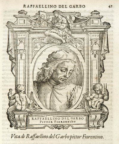 Milán, Biblioteca Braidense, Vite de piv excellent, Giorgio Vasari 1568, Raffaellino del Garbo od Giorgio Vasari