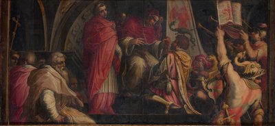 Papež Klement IV předává své insignie kapitánům Guelphské strany, 1563-1565 od Giorgio Vasari
